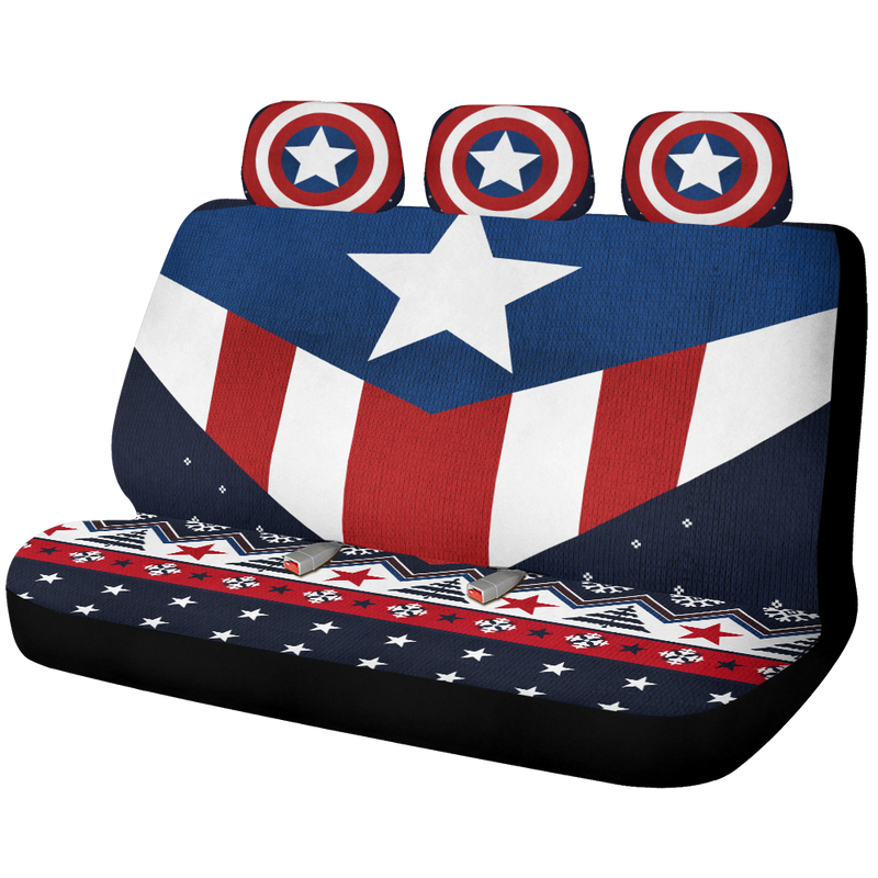 Captain America Christmas Car Back Seat Covers Decor Protectors Nearkii