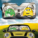 Funny M&M Chocolate Green Yellow Driving Car Auto Sunshade Nearkii