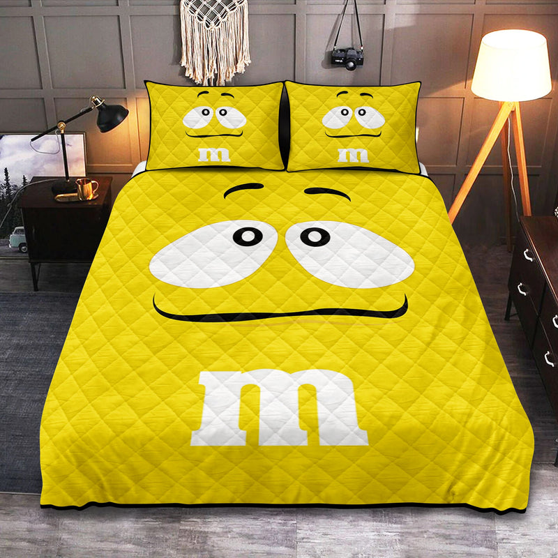 Chocolate M&M Yellow Quilt Bed Sets Nearkii