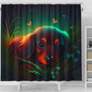 Cute Dachshund Bedded Down In The Grass Shower Curtain