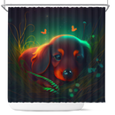 Cute Dachshund Bedded Down In The Grass Shower Curtain