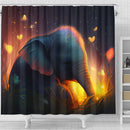 Cute Elephant Bedded Down In The Grass Shower Curtain
