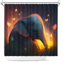 Cute Elephant Bedded Down In The Grass Shower Curtain