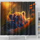Cute Tiger Bedded Down In The Grass Shower Curtain