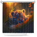 Cute Tiger Bedded Down In The Grass Shower Curtain