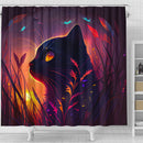 Cute Black Cat Bedded Down In The Grass Safe Shower Curtain