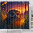 Cute Owl Bedded Down In The Grass Safe And Cozy Shower Curtain