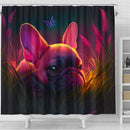 Cute Pink French Bulldog Bedded Down In The Grass Shower Curtain