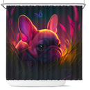 Cute Pink French Bulldog Bedded Down In The Grass Shower Curtain