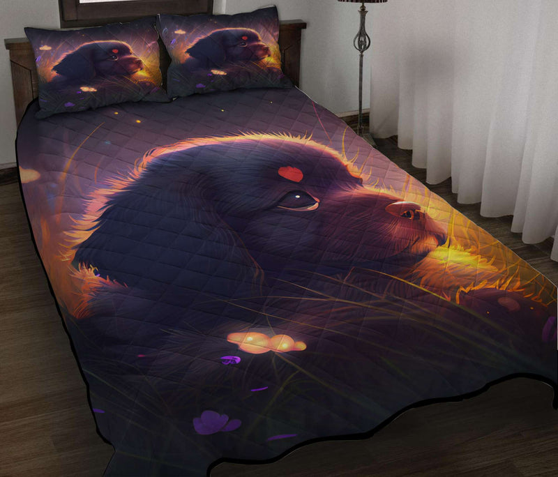 Cute Puppy 3 Bedded Down In The Grass Quilt Bed Sets