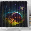 Cute Puppy Bedded Down In The Grass 4 Shower Curtain