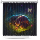 Cute Puppy Bedded Down In The Grass 4 Shower Curtain