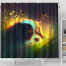 Cute Puppy Bedded Down In The Grass 2 Shower Curtain
