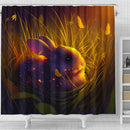 Cute Rabbit Bedded Down In The Grass 1 Shower Curtain
