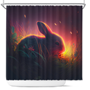 Cute Rabbit Bedded Down In The Grass Shower Curtain