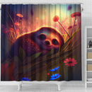 Cute Sloth Bedded Down In The Grass Shower Curtain