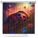 Cute Sloth Bedded Down In The Grass Shower Curtain