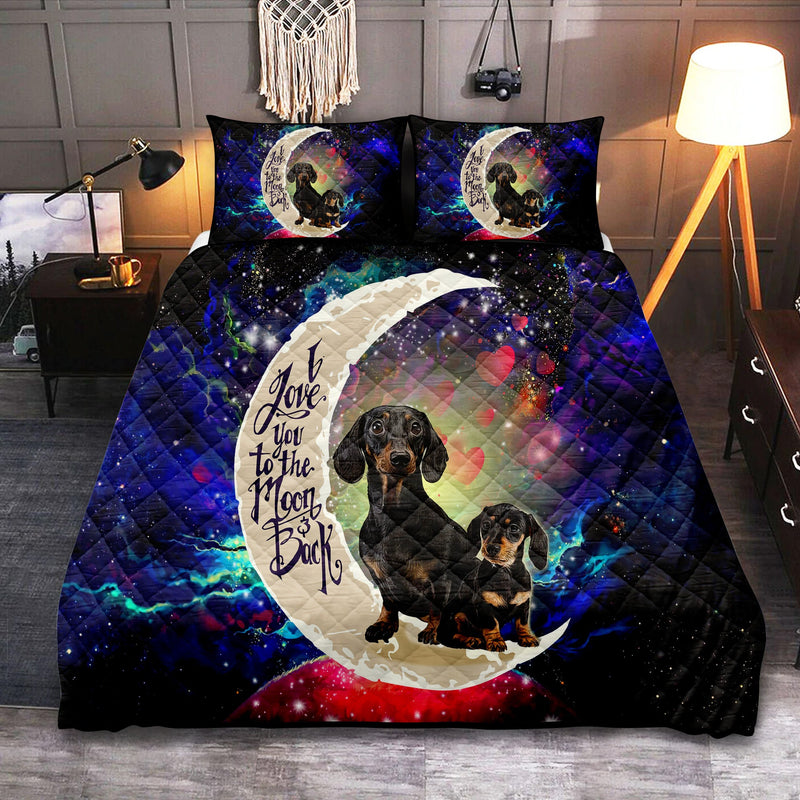 Dachshund Couple Love You To The Moon Galaxy Quilt Bed Sets Nearkii