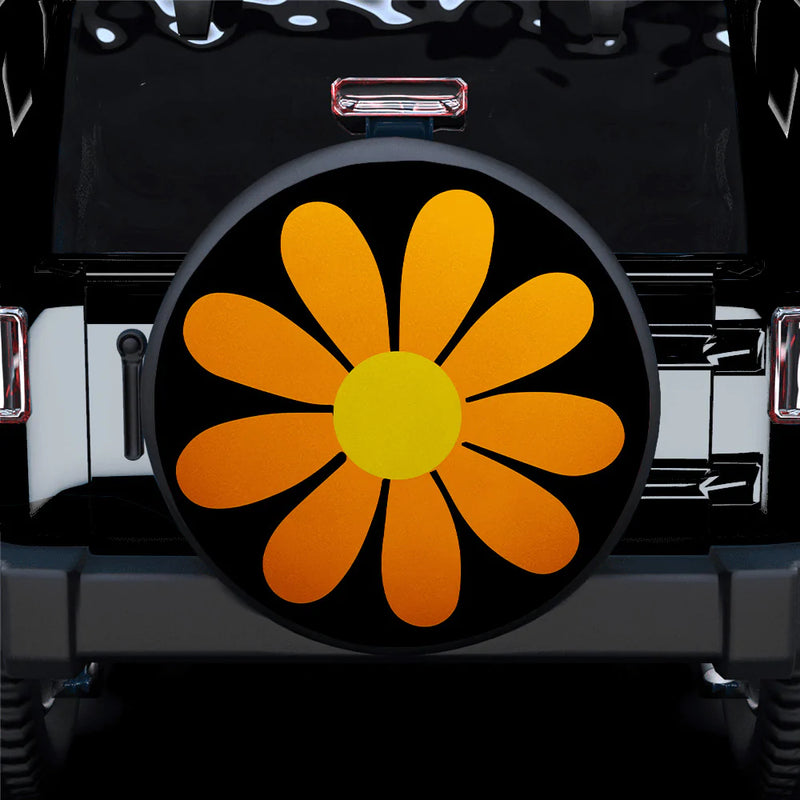 Orange Daisy Flower Jeep Car Spare Tire Cover