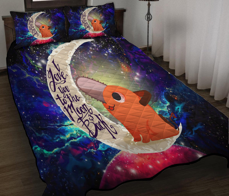 Dog Chainsaw Man Love You To The Moon Galaxy Quilt Bed Sets Nearkii