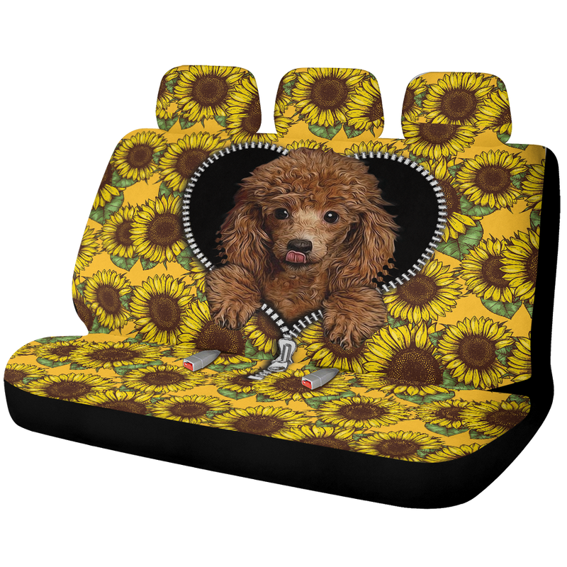 Dog Zipper Sunflower Car Back Seat Covers Decor Protectors Nearkii