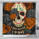 I Do What I Want Skull Roses Mandala Shower Curtain Nearkii