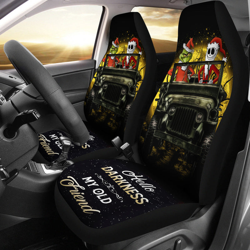 Jack Nightmare Before Christmas And Grinch Ride Jeep Moonlight Halloween Premium Custom Car Seat Covers Decor Protectors Nearkii