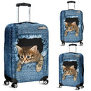 Cute Kitty Cat Jean Hiding Luggage Cover Suitcase Protector Nearkii