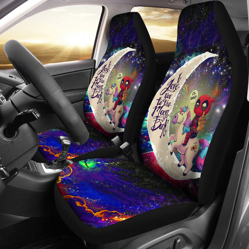 Deadpool Unicorn Love You To The Moon Galaxy Car Seat Covers