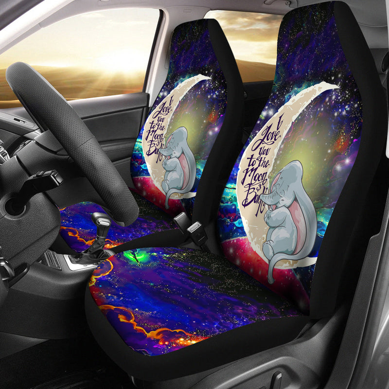 Dumbo Elephant Love You To The Moon Galaxy Car Seat Covers
