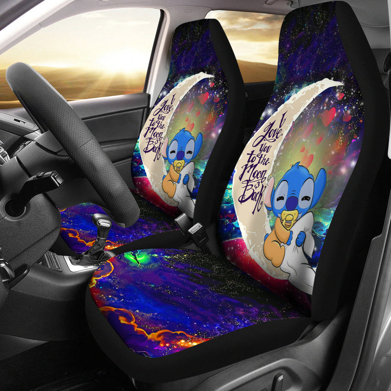 Cute Baby Stitch Sleep Love You To The Moon Galaxy Car Seat Covers Nearkii