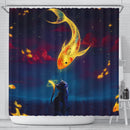 Cat Fish Catch The Moon Shower Curtain Nearkii