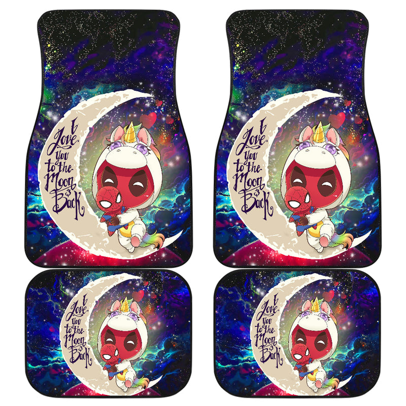 Cute Unicorn Deadpool And Spiderman Love You To The Moon Galaxy Car Mats Nearkii