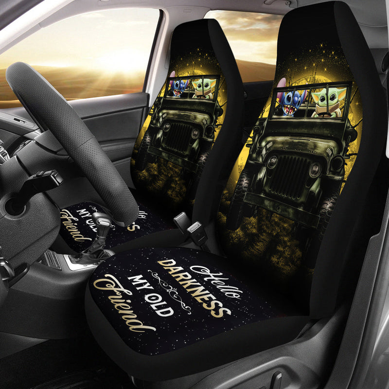 Stitch And Baby Yoda Ride Jeep Moonlight Halloween Premium Custom Car Seat Covers Decor Protectors Nearkii