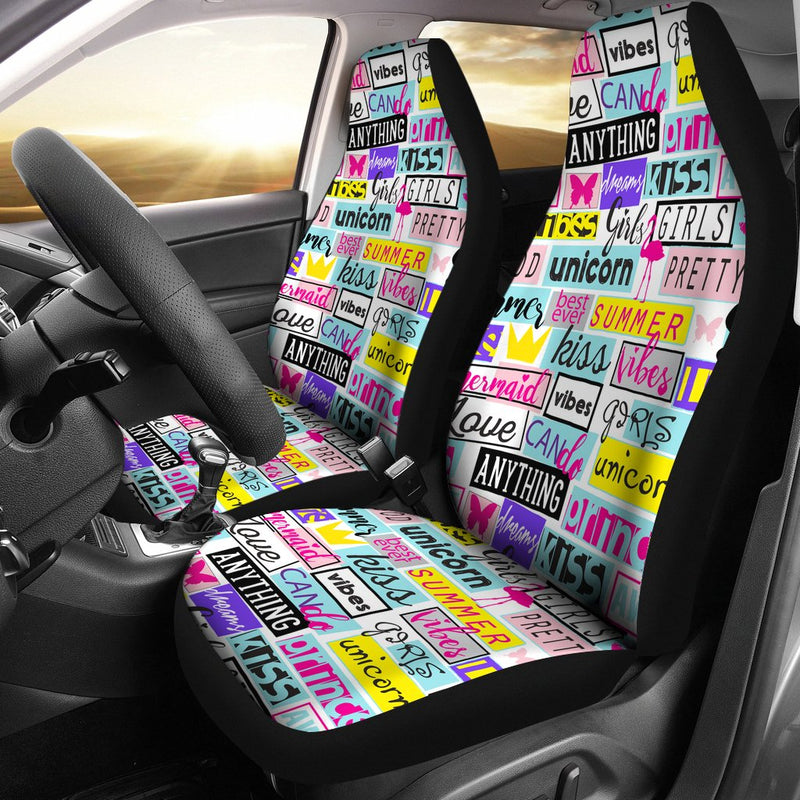 Best Abstract Pattern With Slogan, Grunge Elements Premium Custom Car Seat Covers Decor Protector Nearkii