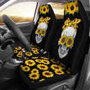 Best Skull Sunflower Floral Flowers Seat Covers Car Decor Car Protector Nearkii