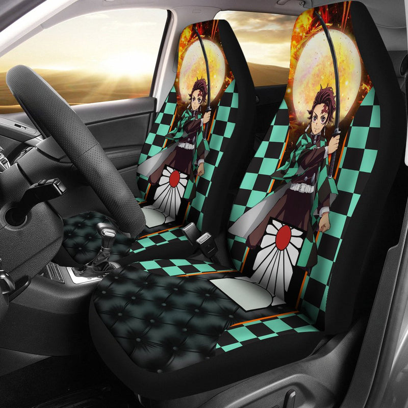 Tanjiro Sun Demon Slayer Premium Custom Car Premium Custom Car Seat Covers Decor Protectors Decor Protector Nearkii