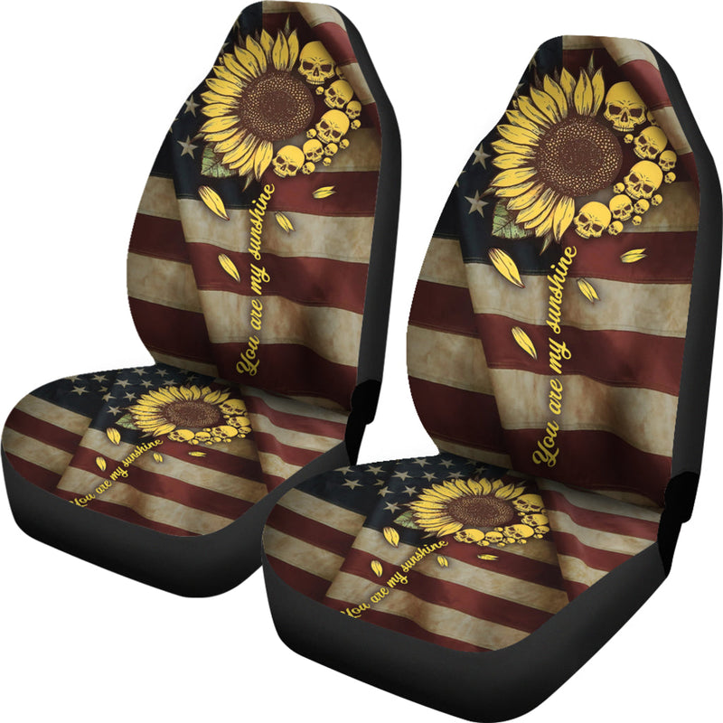 Sunflower American Skull Flag Car Seat Cover Nearkii