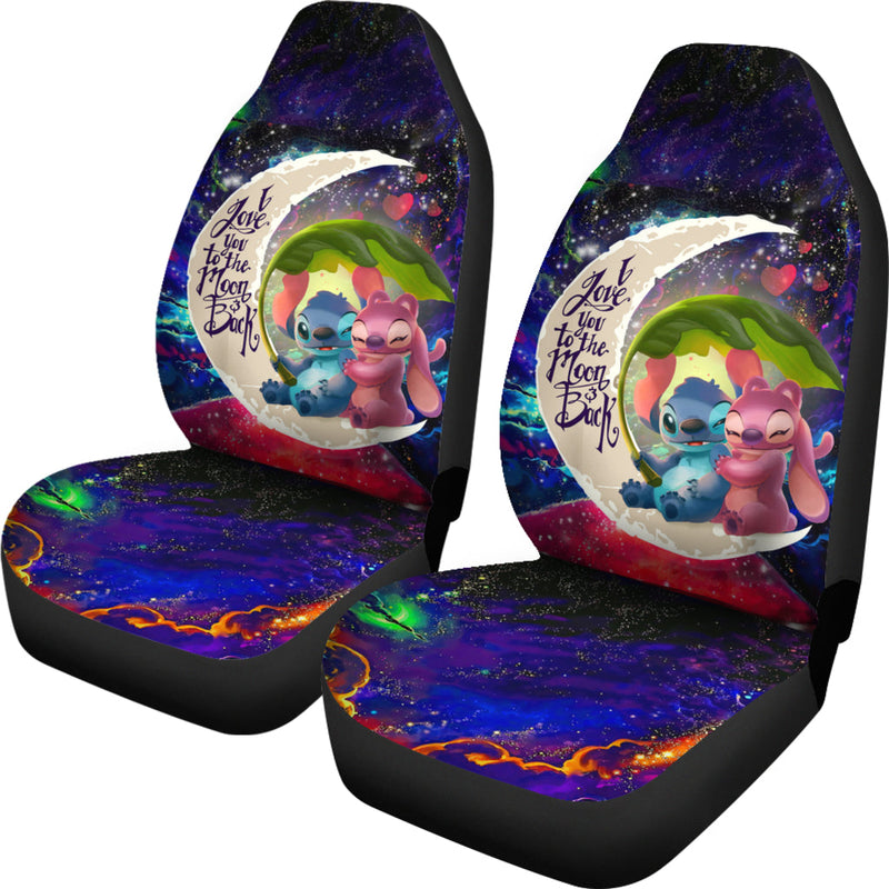 Stitch Angel Love You To The Moon Galaxy Premium Custom Car Seat Covers Decor Protectors Nearkii