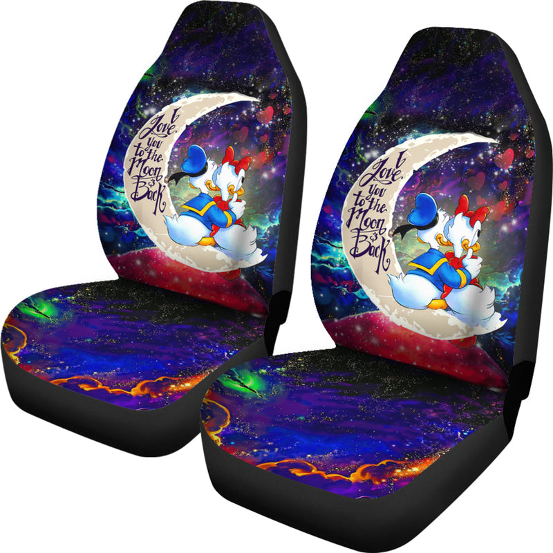Couple Cute Duck Couple Love You To The Moon Galaxy Premium Custom Car Seat Covers Decor Protectors Nearkii