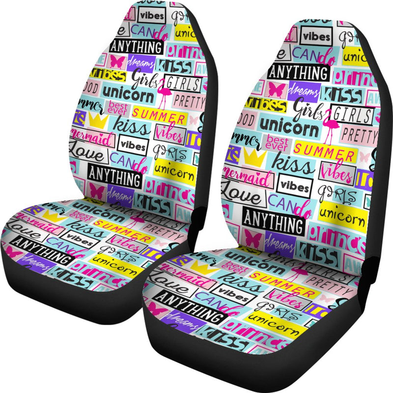 Best Abstract Pattern With Slogan, Grunge Elements Premium Custom Car Seat Covers Decor Protector Nearkii