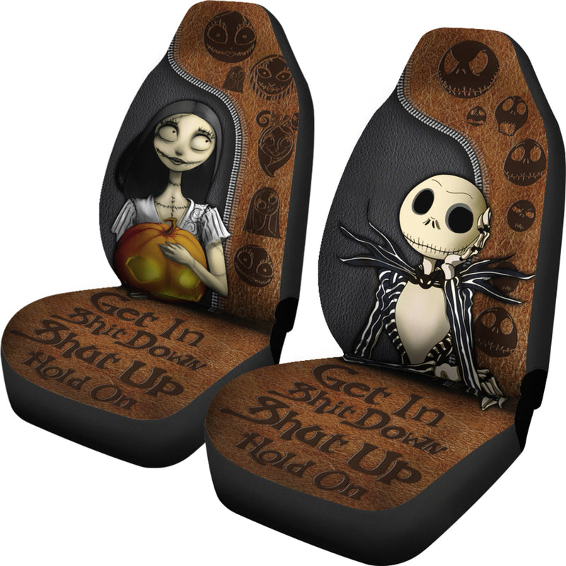 Jack And Sally Nightmare Before Christmas Get In Sit Down Shut Up Hold on Premium Custom Car Seat Covers Decor Protectors Nearkii