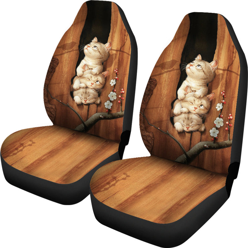Cute Cats In Tree Car Seat Cover Nearkii
