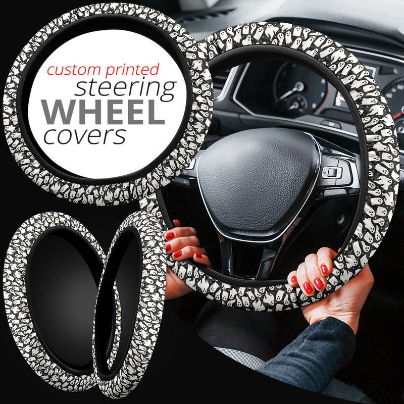 Halloween Ghost Funny Premium Car Steering Wheel Cover Nearkii