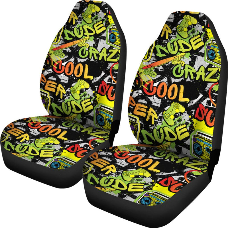 Best Cool Abstract Bright Graffiti Pattern Premium Custom Car Seat Covers Decor Protector Nearkii