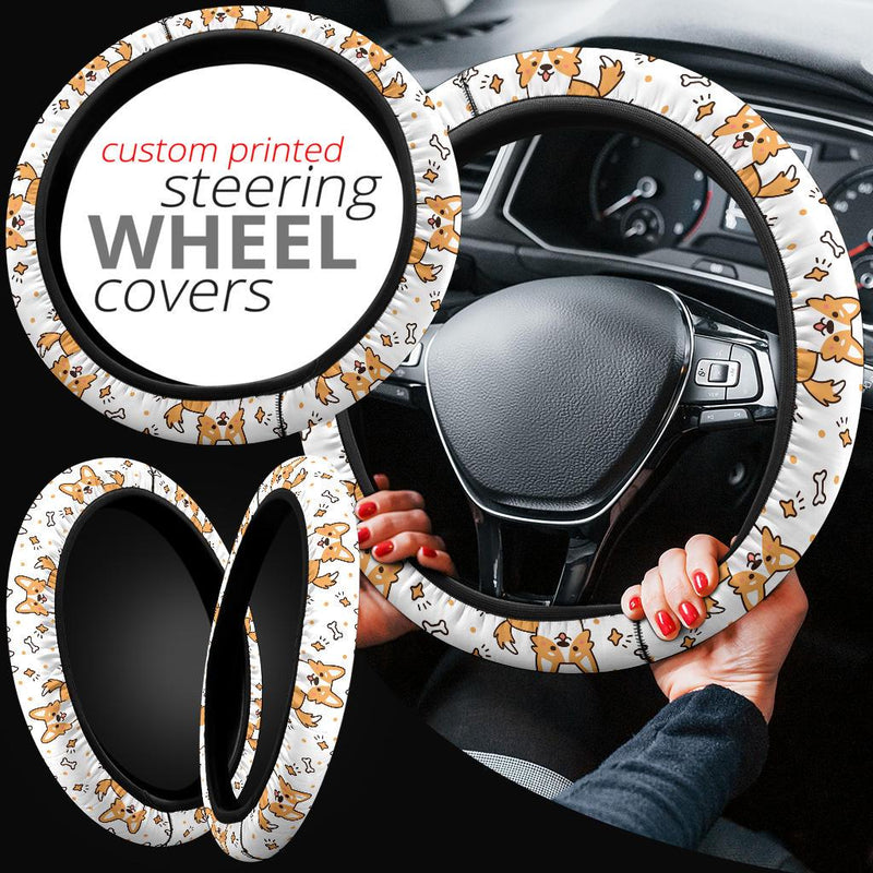 Corgi Cute Partern Premium Car Steering Wheel Cover Nearkii