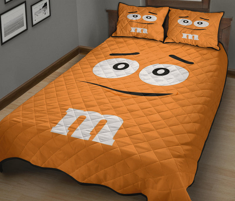 Chocolate M&M Orange Quilt Bed Sets Nearkii