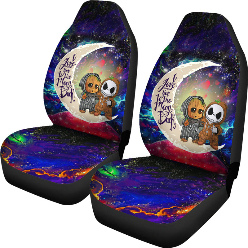 Cute Baby Groot And Jack Nightmare Before Christmas Love You To The Moon Galaxy Premium Custom Car Seat Covers Decor Protectors Nearkii