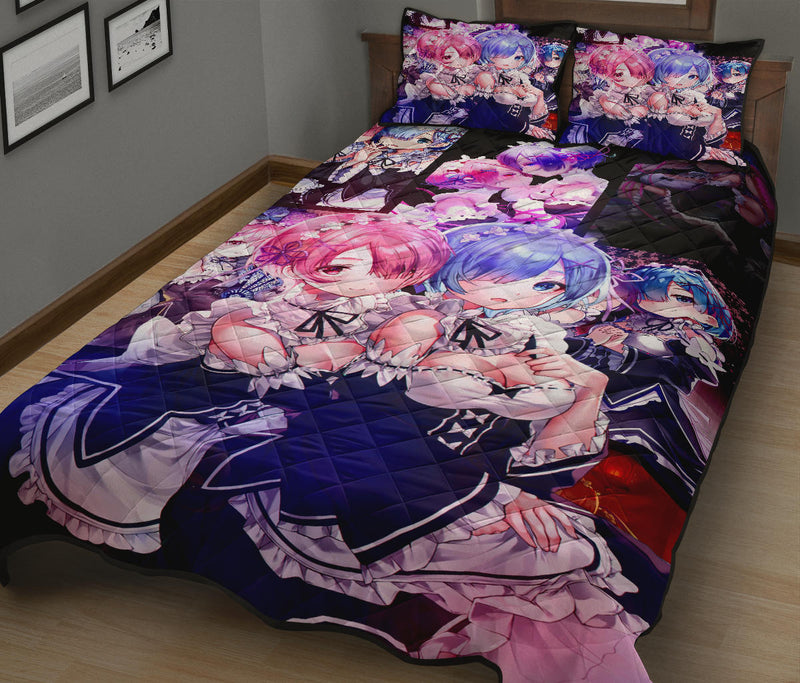 Ram And Rem Anime Girl Re Zero Quilt Bed Sets Nearkii