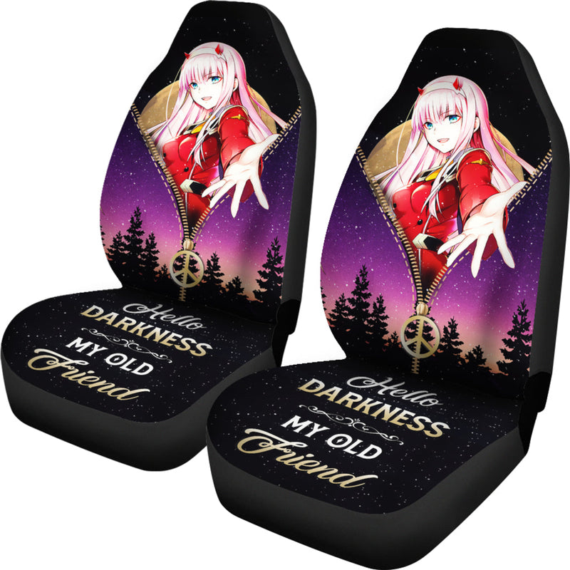 Zero Two Darling In The Franxx Darkness My Old Friend Hippie Moon Zipper Premium Custom Car Seat Covers Decor Protectors Nearkii